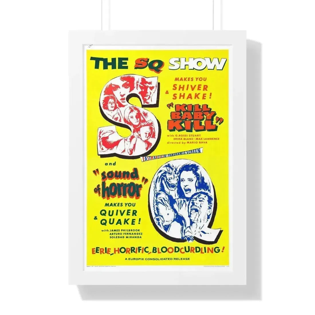 KILL BABY KILL + SOUND OF HORROR 1966 - Framed Movie Poster 16″ x 24″ White - The Sticker Space