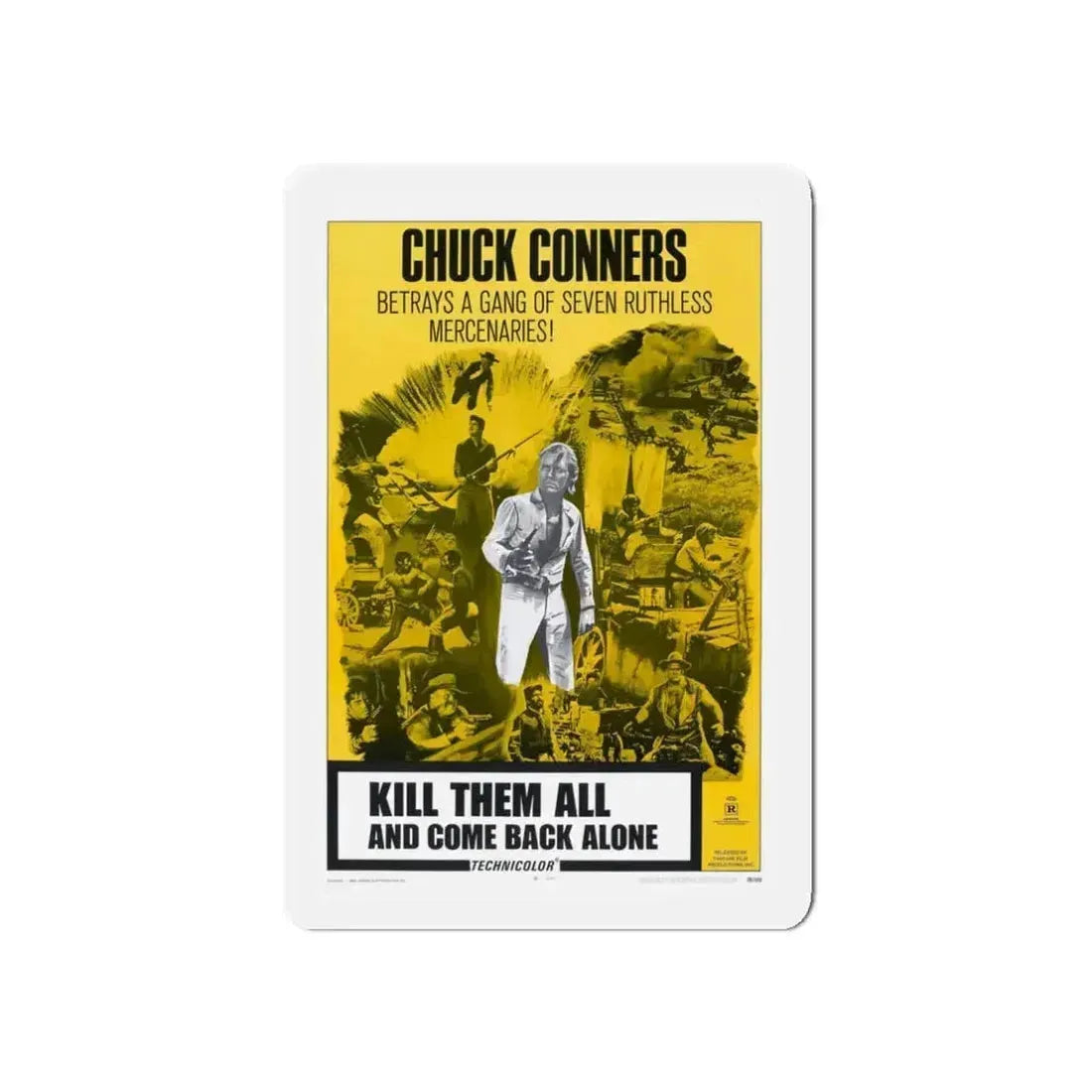 KILL THEM ALL AND COME BACK ALONE 1968 Movie Poster - Refrigerator Magnet 3 Inch Die-Cut - The Sticker Space