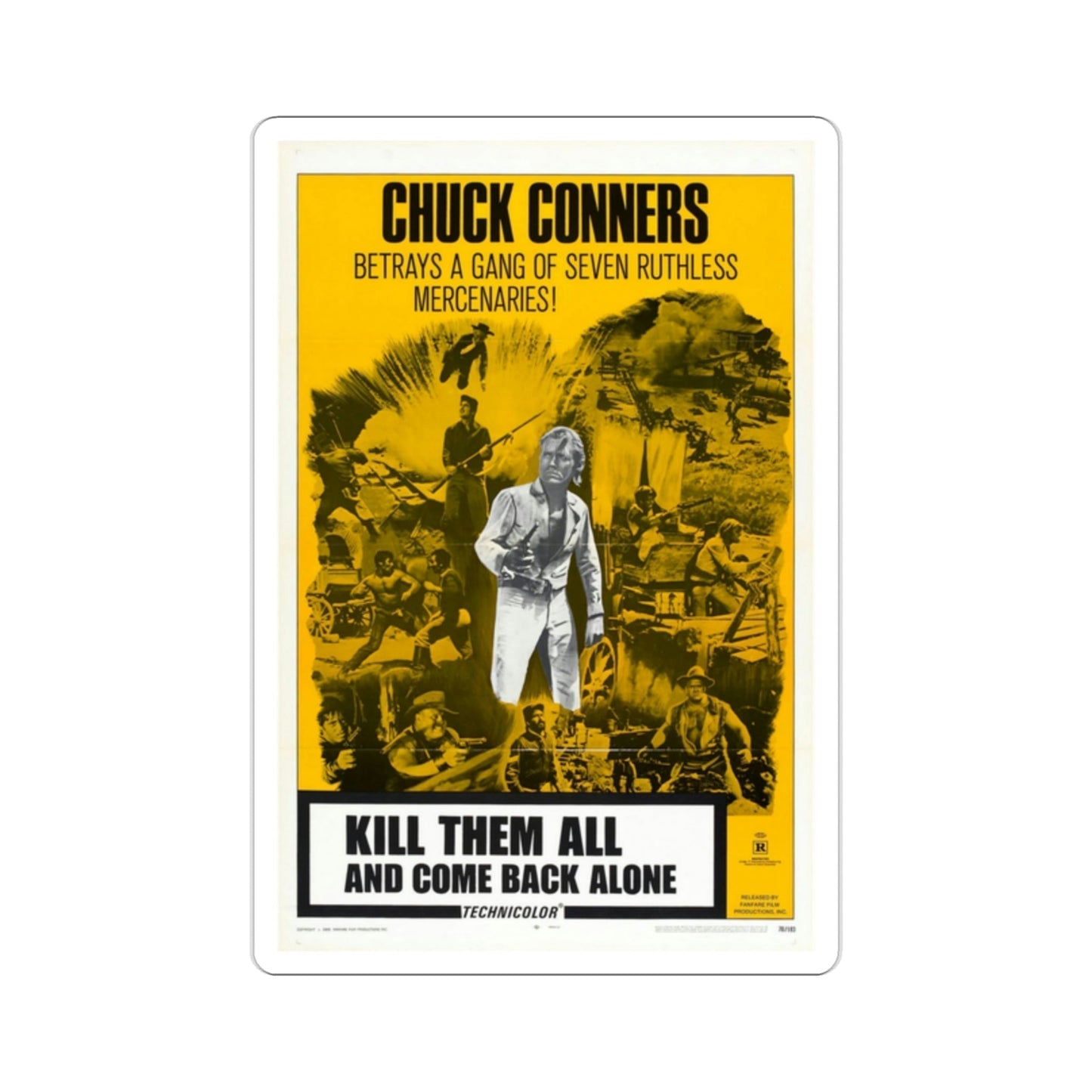 Kill Them All and Come Back Alone 1970 Movie Poster STICKER Vinyl Die-Cut Decal-2 Inch-The Sticker Space