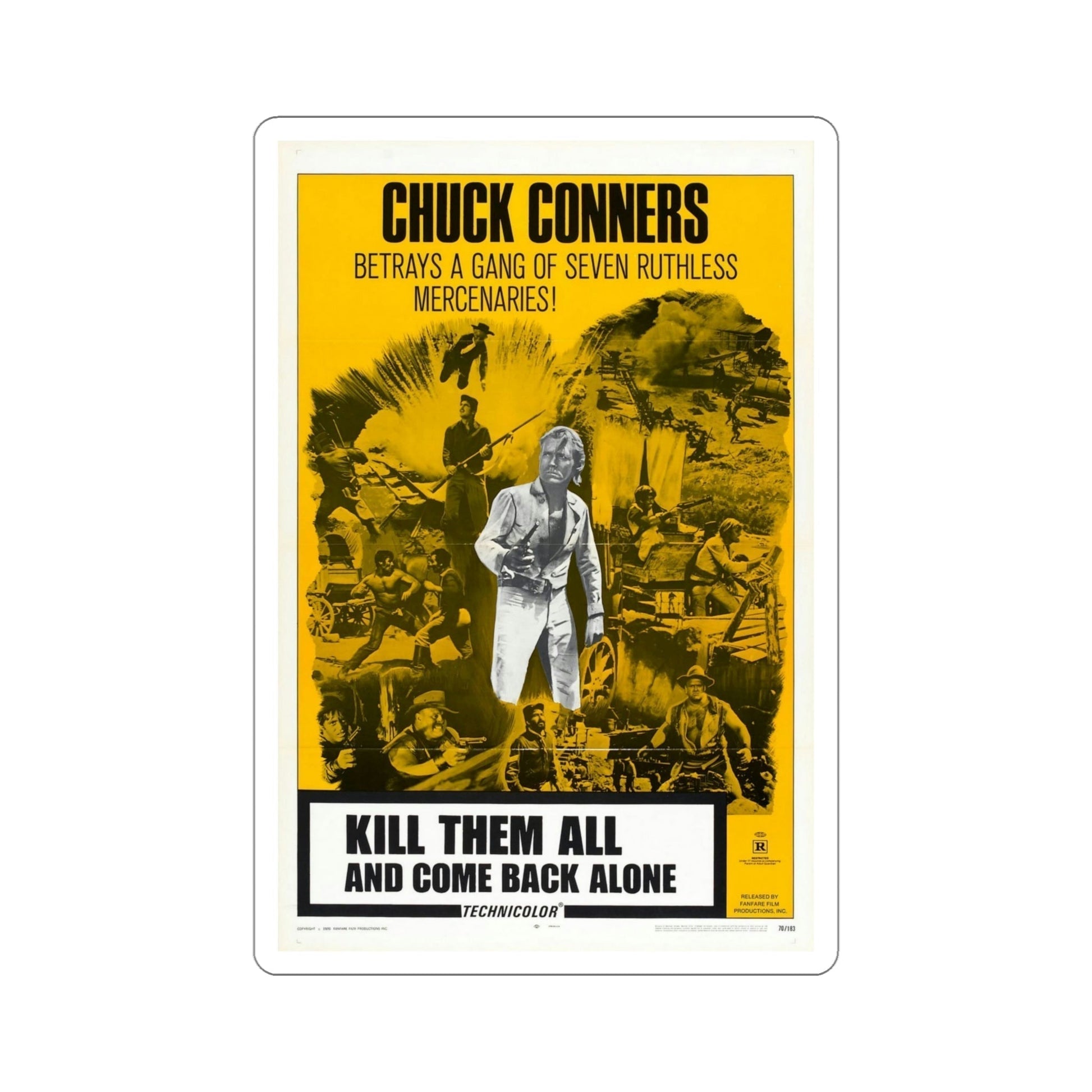 Kill Them All and Come Back Alone 1970 Movie Poster STICKER Vinyl Die-Cut Decal-5 Inch-The Sticker Space