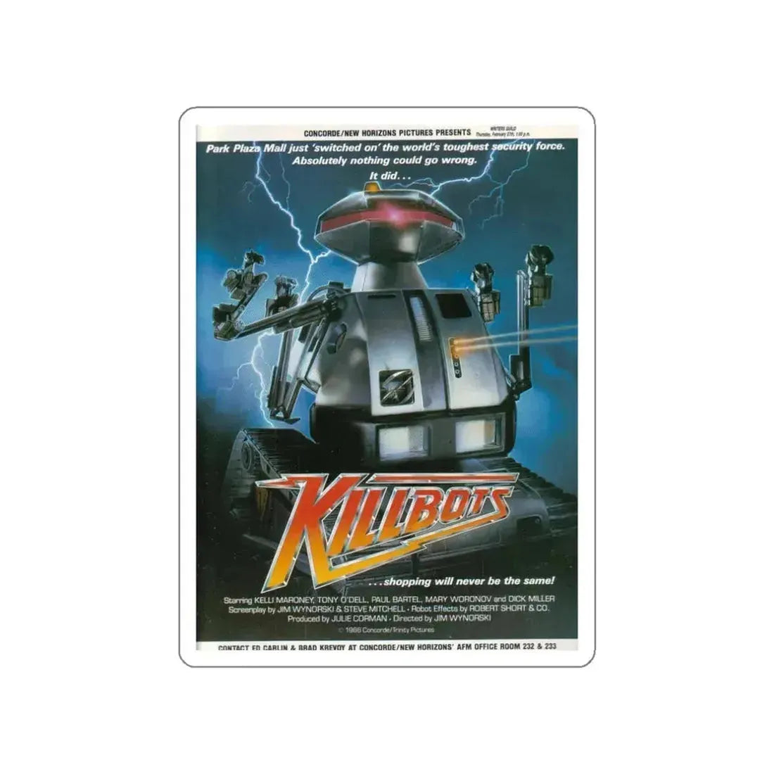 KILLBOTS (CHOPPING MALL) 1986 Movie Poster STICKER Vinyl Die-Cut Decal 3 Inch - The Sticker Space