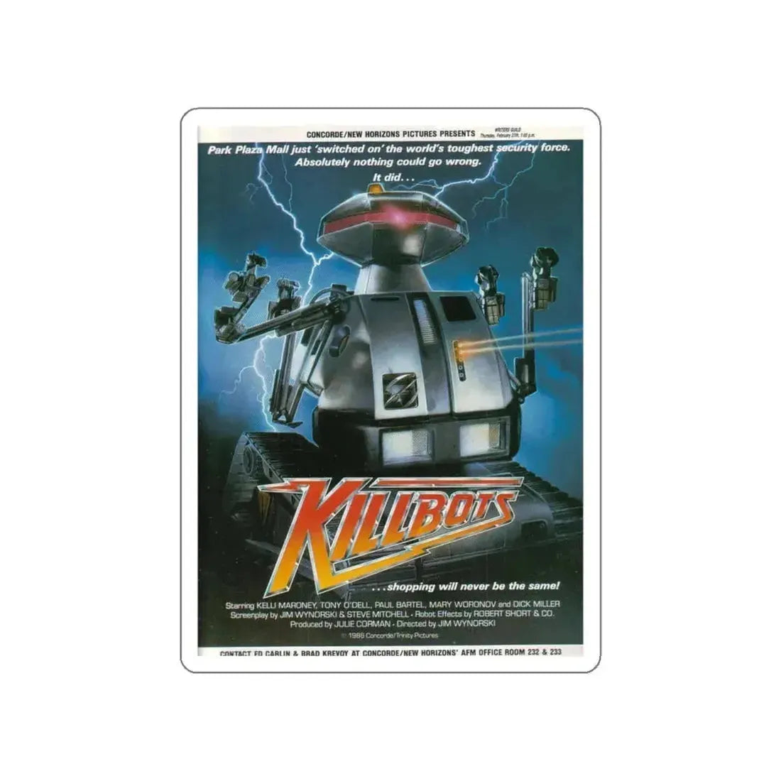 KILLBOTS (CHOPPING MALL) 1986 Movie Poster STICKER Vinyl Die-Cut Decal 4 Inch - The Sticker Space