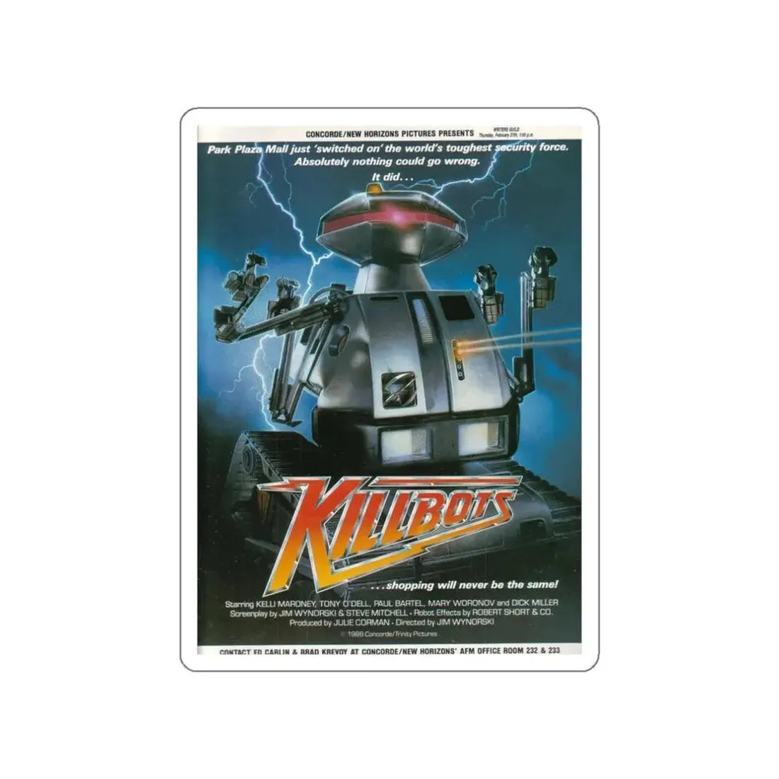 KILLBOTS (CHOPPING MALL) 1986 Movie Poster STICKER Vinyl Die-Cut Decal - The Sticker Space
