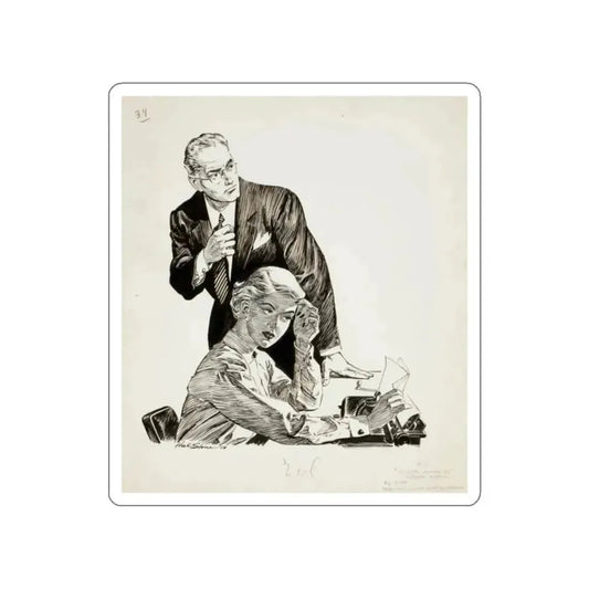 Killer Among Us, story illustration, 1958 (Magazine Illustration) STICKER Vinyl Die-Cut Decal White Die-Cut 2 Inch - The Sticker Space