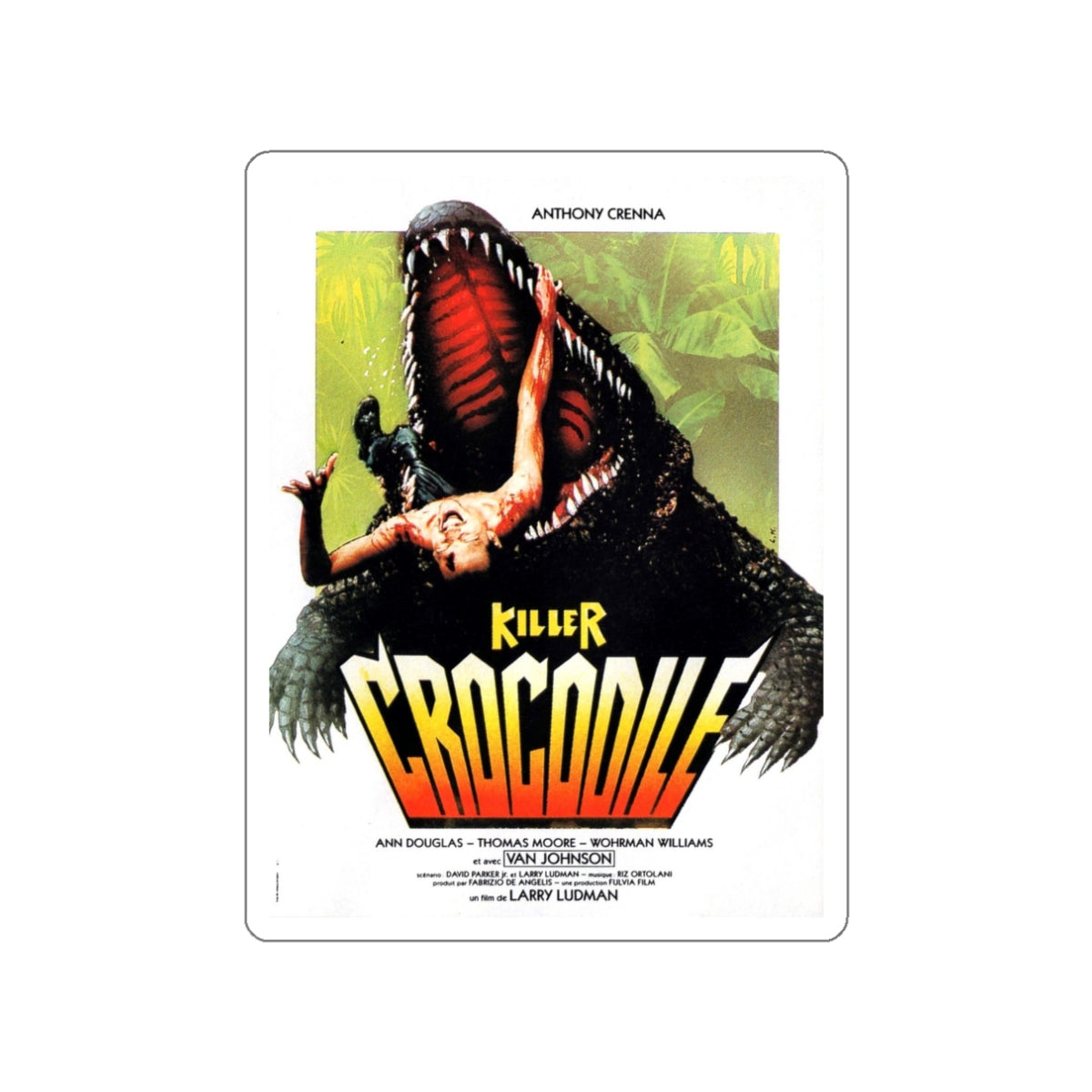 KILLER CROCODILE 1989 Movie Poster STICKER Vinyl Die-Cut Decal-3 Inch-The Sticker Space