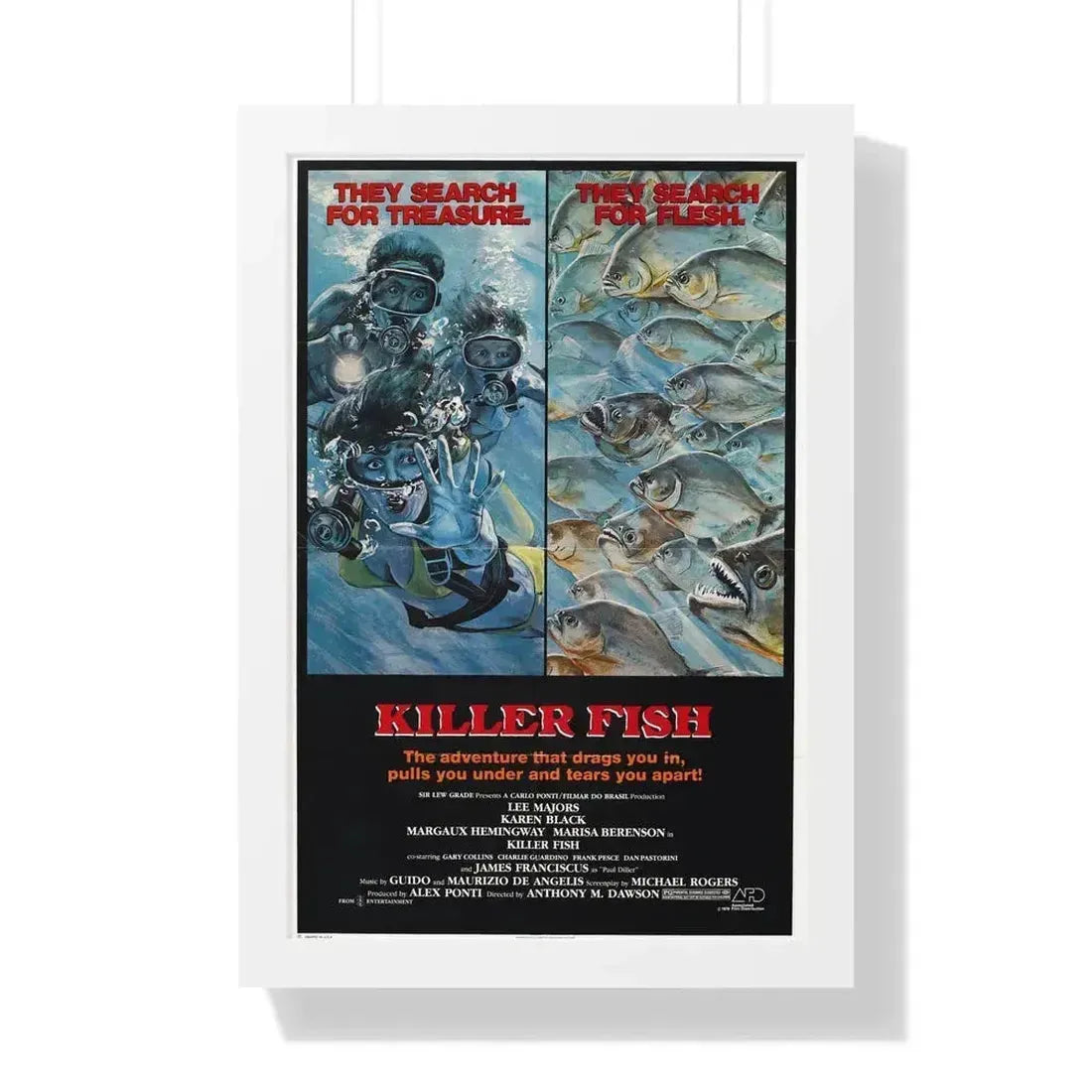 KILLER FISH 1979 - Framed Movie Poster 16″ x 24″ White - The Sticker Space
