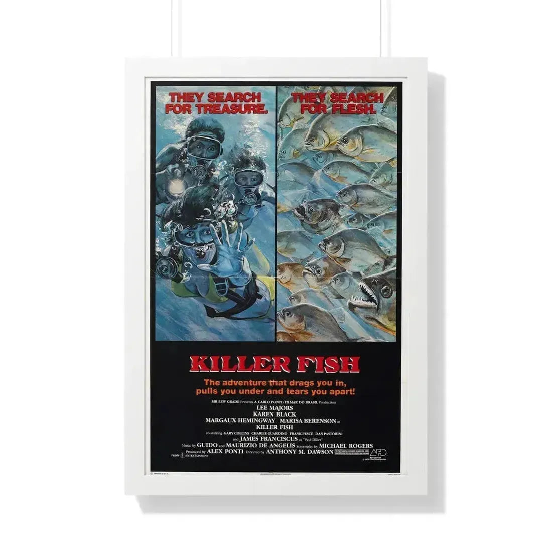 KILLER FISH 1979 - Framed Movie Poster 20" x 30" White - The Sticker Space