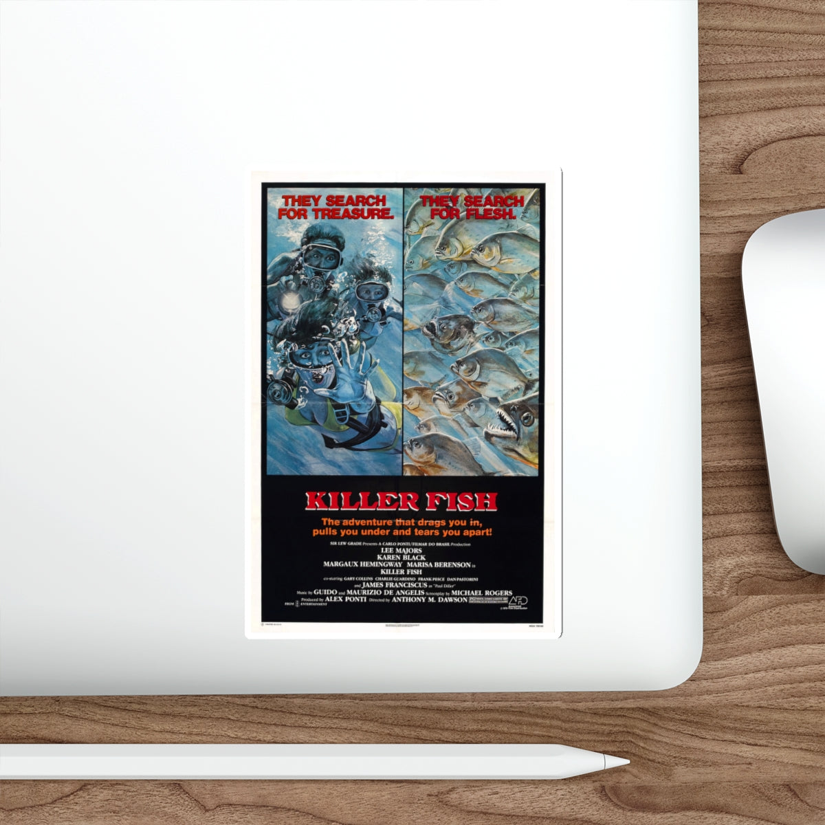 KILLER FISH 1979 Movie Poster STICKER Vinyl Die-Cut Decal-The Sticker Space