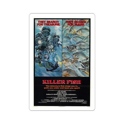 Killer Fish 1979 Movie Poster - STICKER Vinyl Kiss-Cut Decal 3 Inch White - The Sticker Space