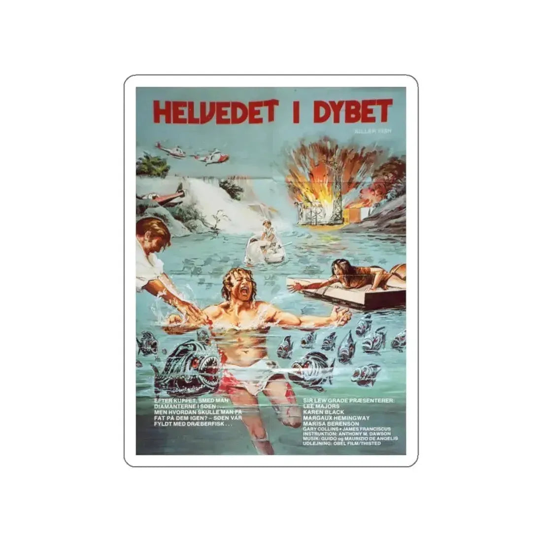 KILLER FISH (DANISH) 1979 Movie Poster STICKER Vinyl Die-Cut Decal 5 Inch - The Sticker Space