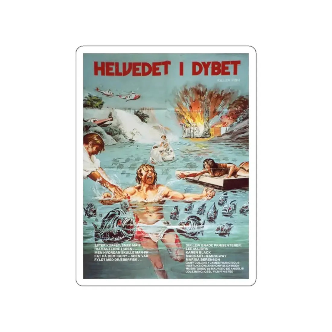 KILLER FISH (DANISH) 1979 Movie Poster STICKER Vinyl Die-Cut Decal - The Sticker Space