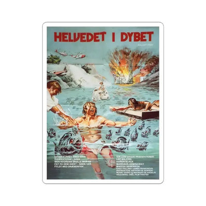 KILLER FISH (DANISH) 1979 Movie Poster - STICKER Vinyl Kiss-Cut Decal 6 Inch White - The Sticker Space