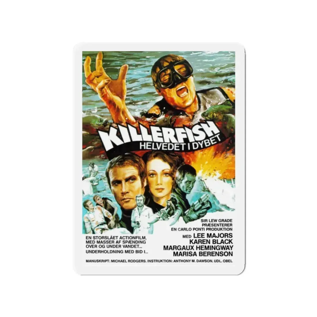 KILLER FISH (DENMARK) 1979 Movie Poster - Refrigerator Magnet 2 Inch Die-Cut - The Sticker Space
