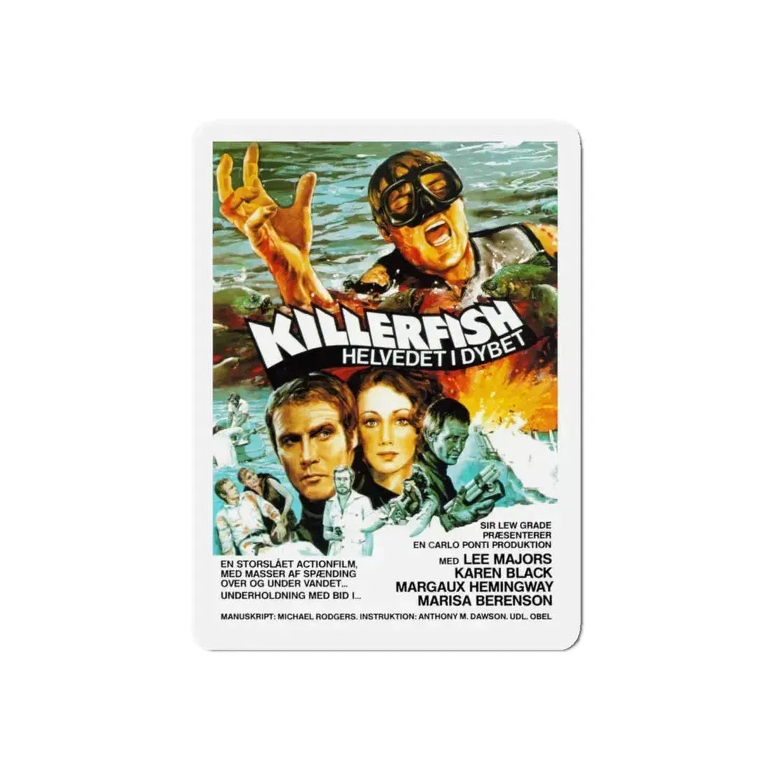KILLER FISH (DENMARK) 1979 Movie Poster - Refrigerator Magnet 4 Inch Die-Cut - The Sticker Space