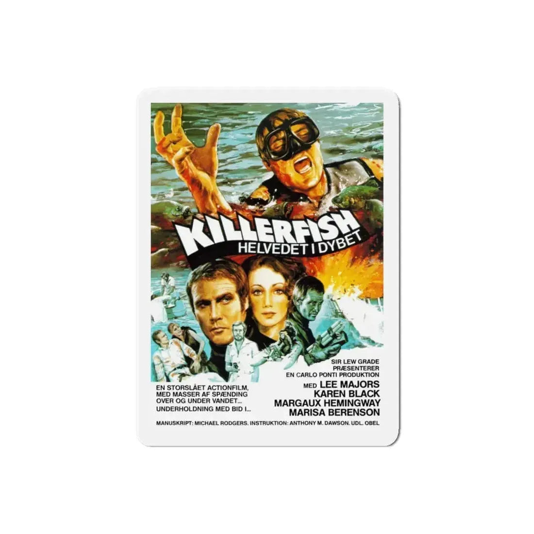 KILLER FISH (DENMARK) 1979 Movie Poster - Refrigerator Magnet 6 Inch Die-Cut - The Sticker Space