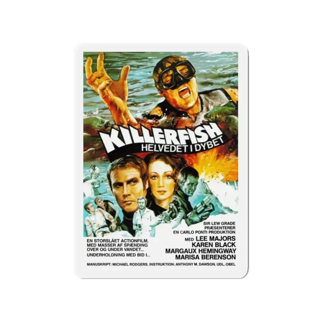 KILLER FISH (DENMARK) 1979 Movie Poster - Refrigerator Magnet - The Sticker Space