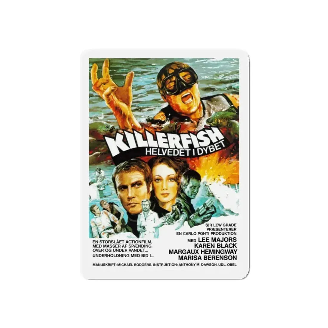KILLER FISH (DENMARK) 1979 Movie Poster - Refrigerator Magnet - The Sticker Space