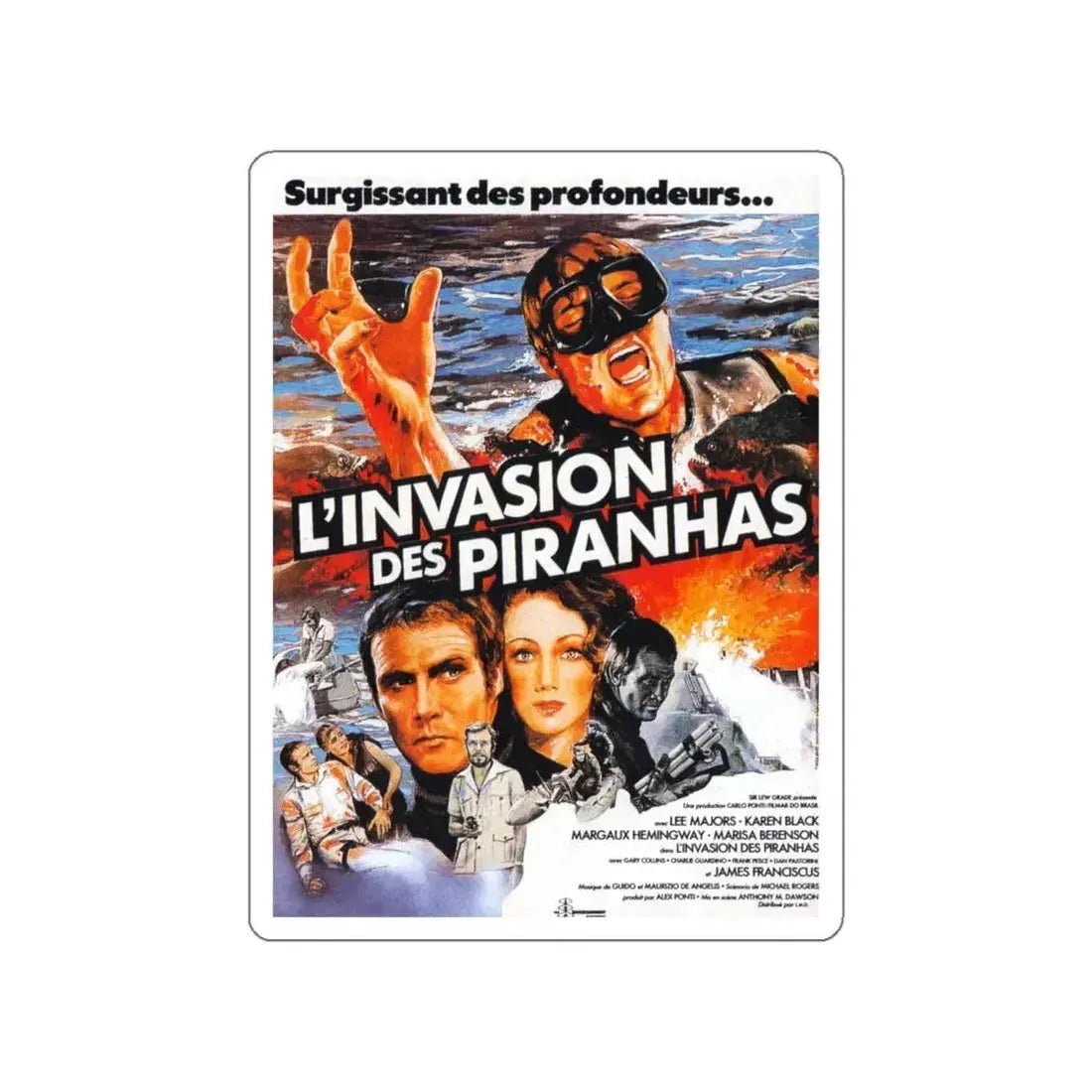 KILLER FISH (FRENCH) 1979 Movie Poster STICKER Vinyl Die-Cut Decal 5 Inch - The Sticker Space