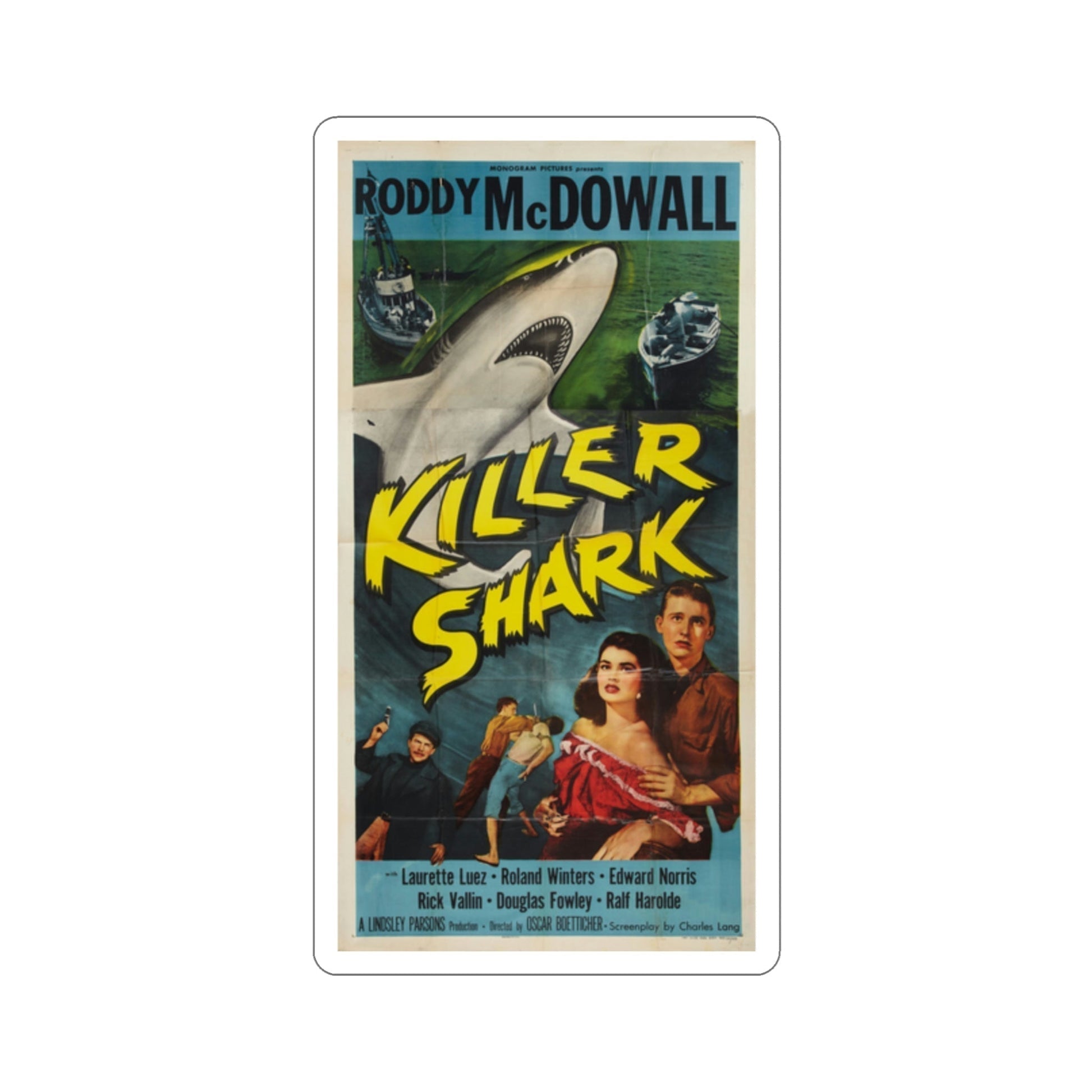 Killer Shark 1950 Movie Poster STICKER Vinyl Die-Cut Decal-2 Inch-The Sticker Space