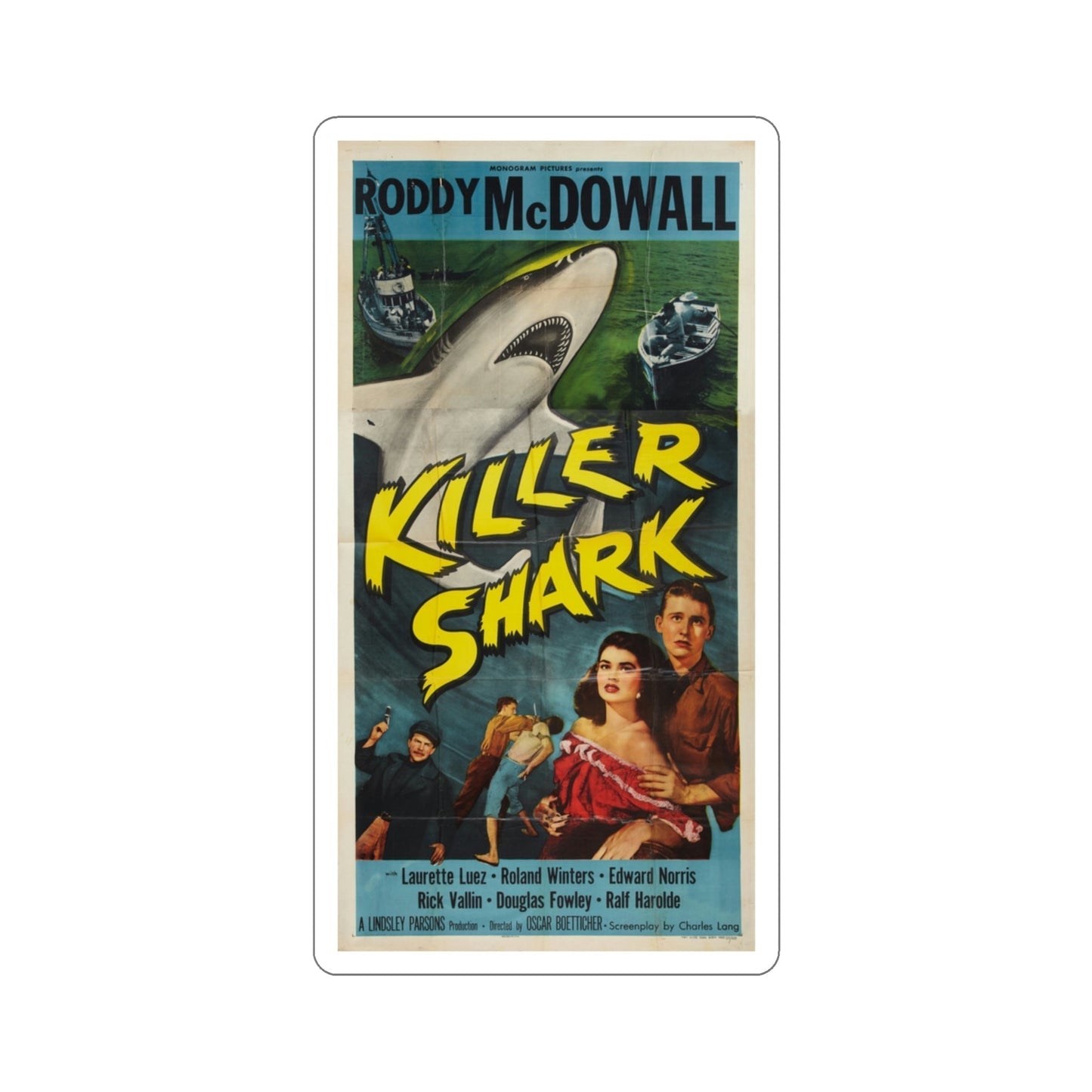 Killer Shark 1950 Movie Poster STICKER Vinyl Die-Cut Decal-3 Inch-The Sticker Space