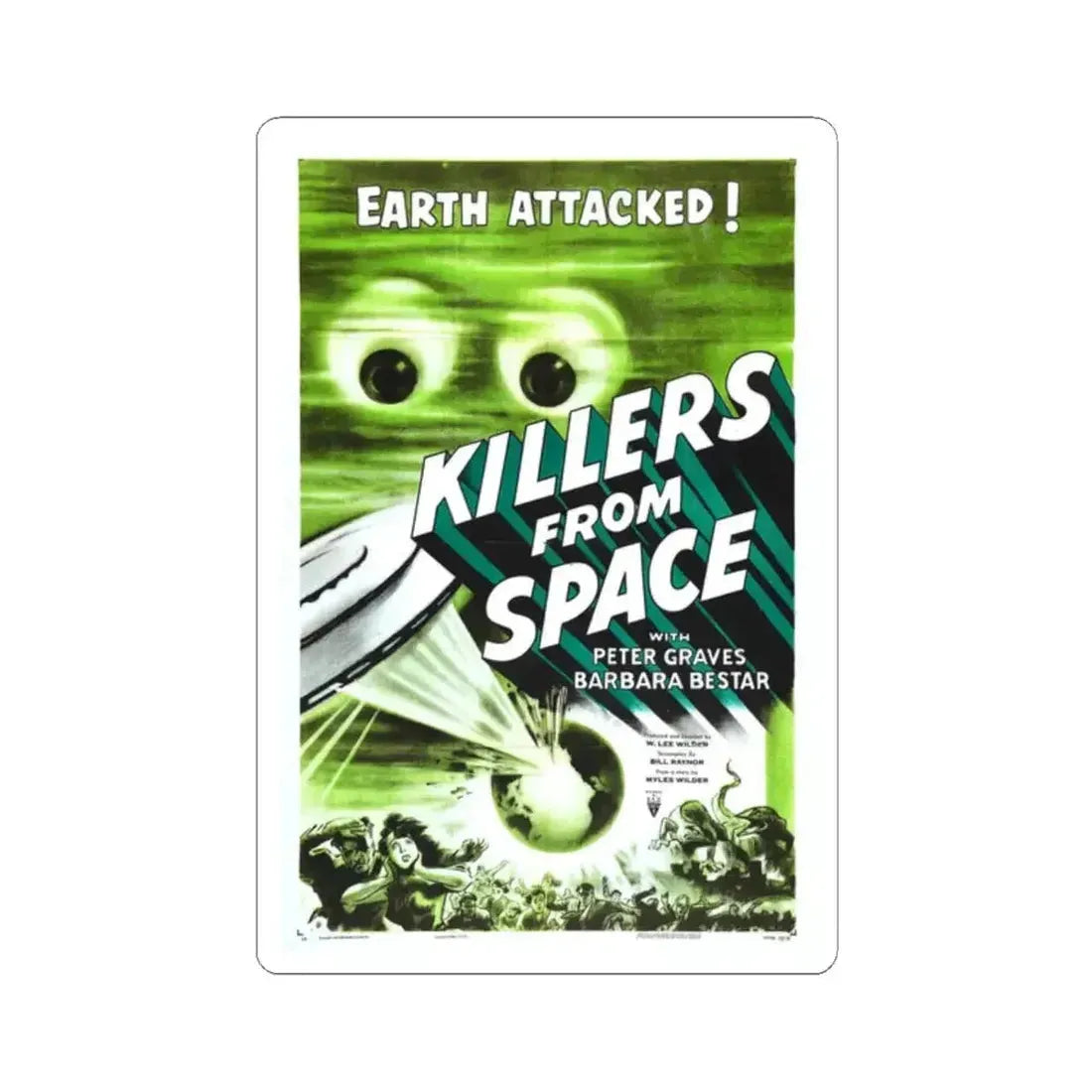 KILLERS FROM SPACE 1954 Movie Poster - STICKER Vinyl Kiss-Cut Decal 2 Inch White - The Sticker Space