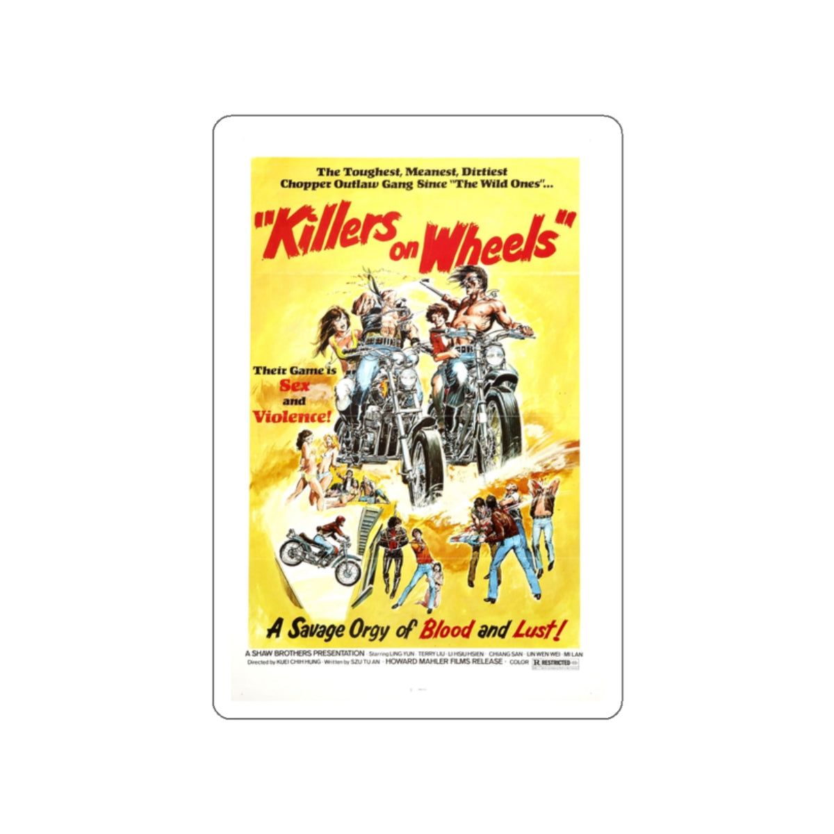 KILLERS ON WHEELS 1976 Movie Poster STICKER Vinyl Die-Cut Decal-2 Inch-The Sticker Space