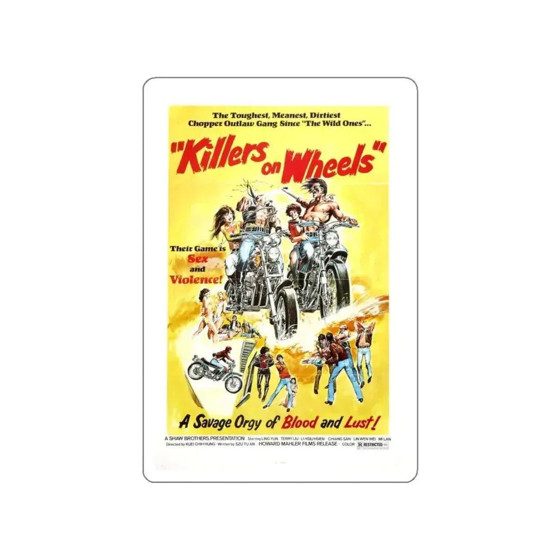 KILLERS ON WHEELS 1976 Movie Poster STICKER Vinyl Die-Cut Decal 5 Inch - The Sticker Space