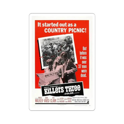 KILLERS THREE 1968 Movie Poster - STICKER Vinyl Kiss-Cut Decal 4 Inch White - The Sticker Space