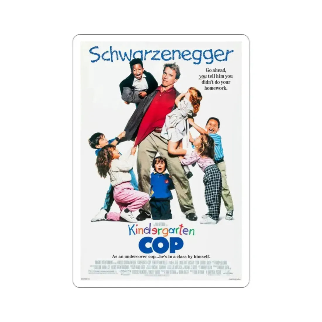 Kindergarten Cop 1990 Movie Poster STICKER Vinyl Die-Cut Decal 2 Inch - The Sticker Space