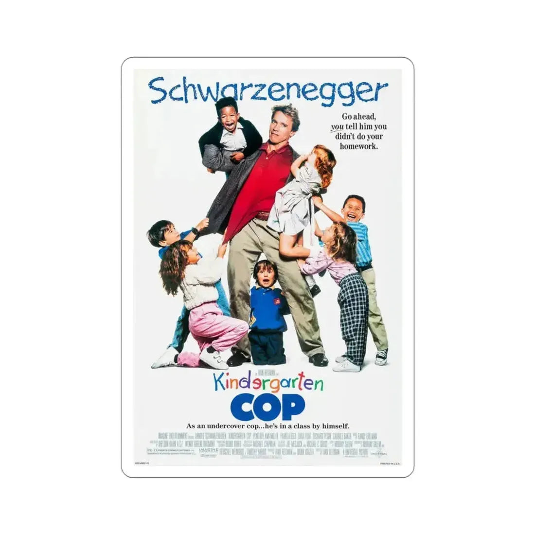 Kindergarten Cop 1990 Movie Poster STICKER Vinyl Die-Cut Decal 3 Inch - The Sticker Space