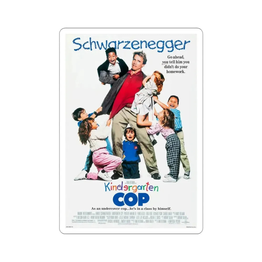 Kindergarten Cop 1990 Movie Poster STICKER Vinyl Die-Cut Decal 3 Inch - The Sticker Space