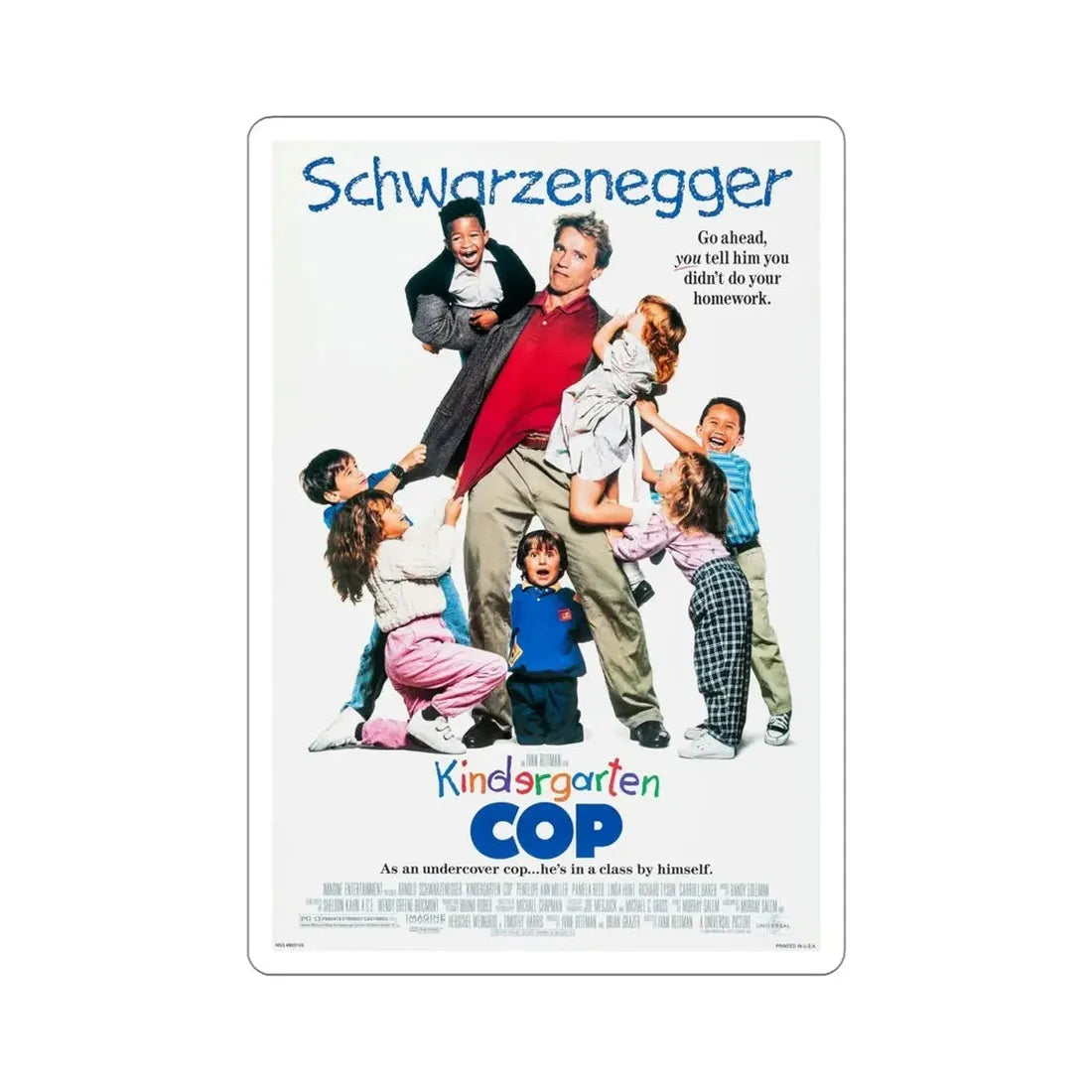 Kindergarten Cop 1990 Movie Poster STICKER Vinyl Die-Cut Decal - The Sticker Space