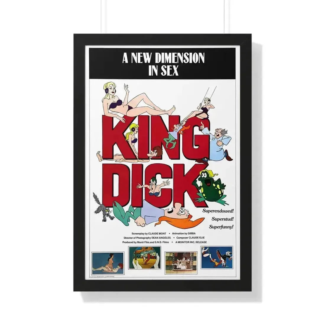 KING DICK 1973 - Framed Movie Poster 20" x 30" Black - The Sticker Space