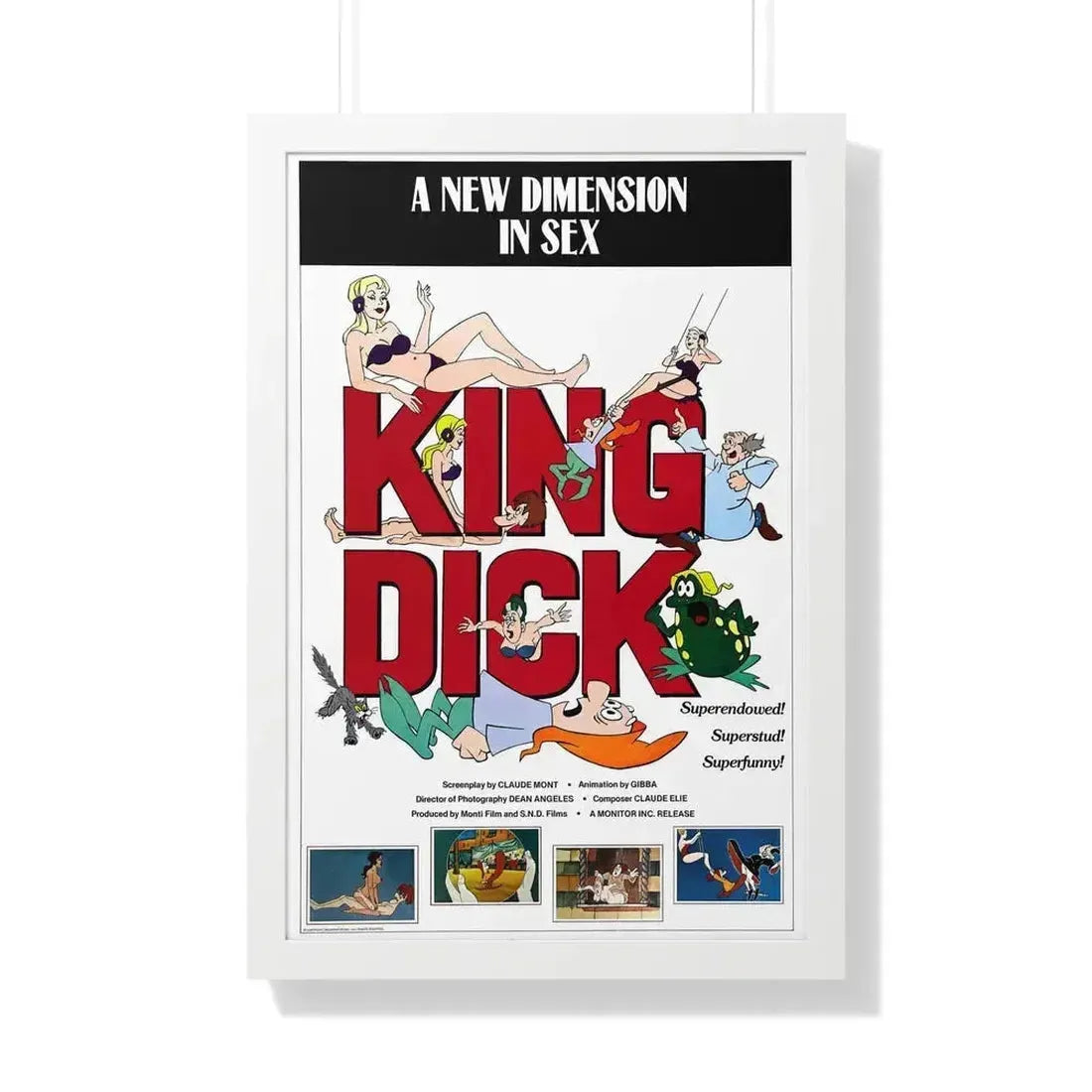 KING DICK 1973 - Framed Movie Poster 20" x 30" White - The Sticker Space