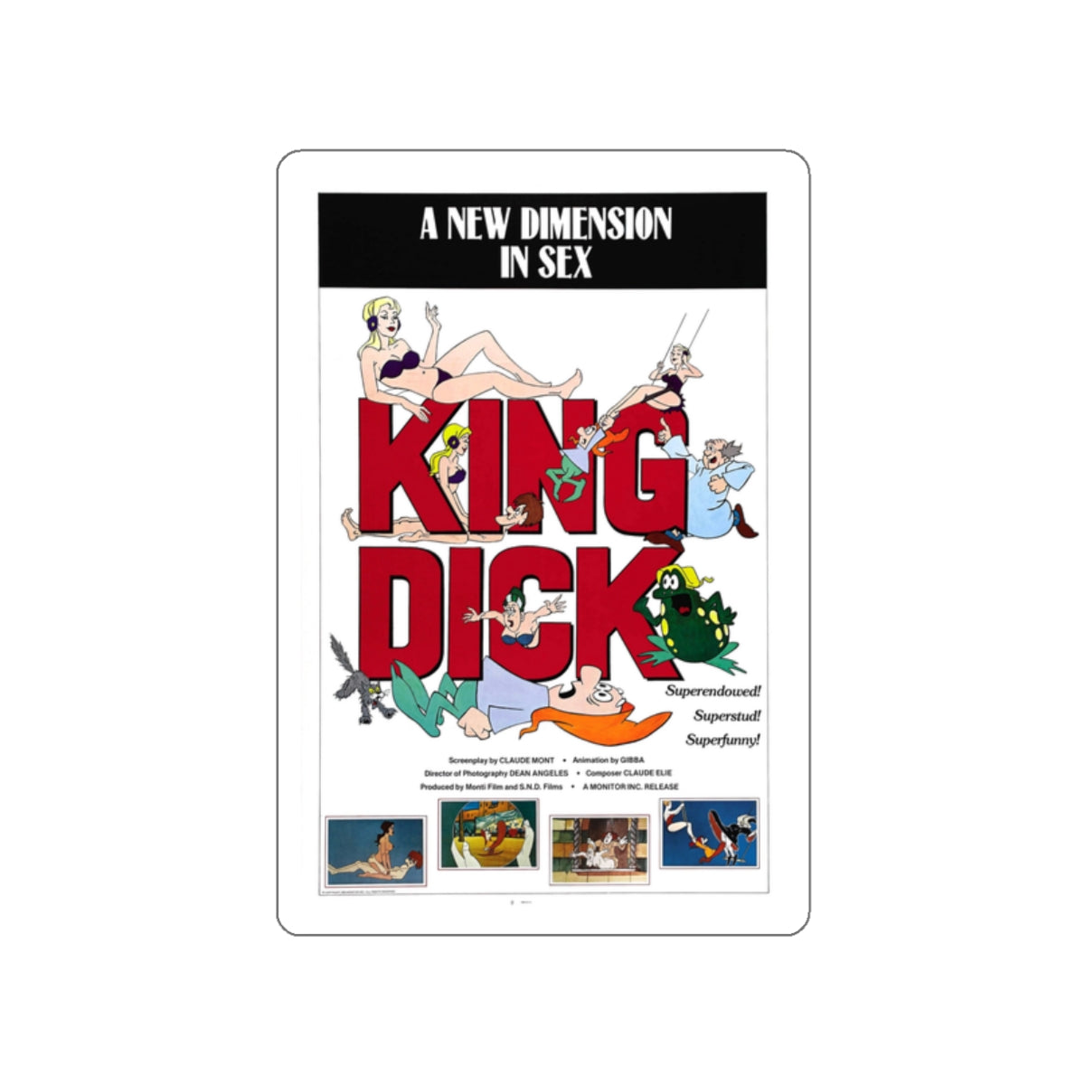 KING DICK 1973 Movie Poster STICKER Vinyl Die-Cut Decal-2 Inch-The Sticker Space