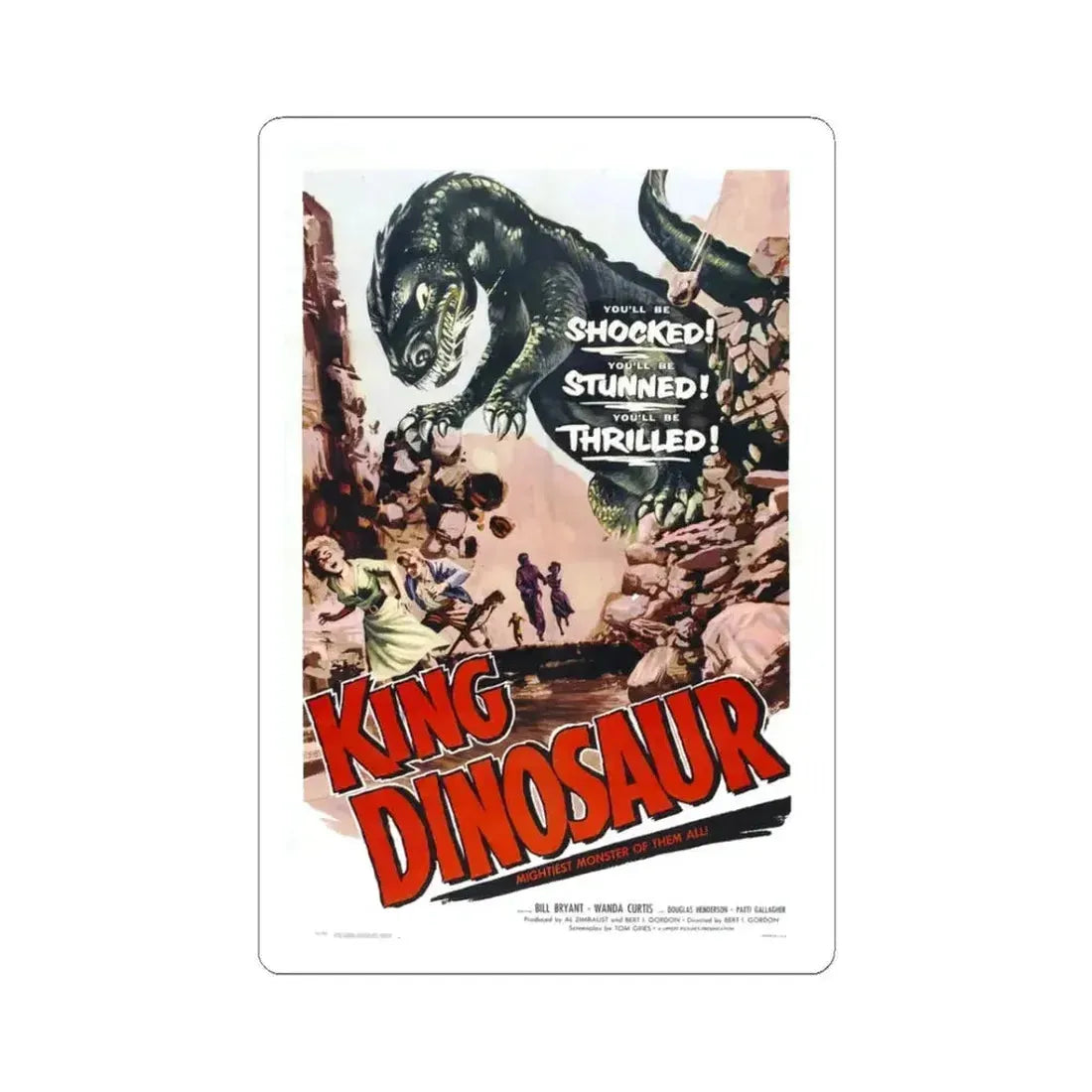 King Dinosaur 1955 Movie Poster - STICKER Vinyl Kiss-Cut Decal 3 Inch White - The Sticker Space