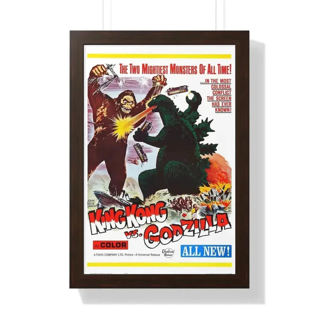 KING KONG VS GODZILLA 1962 - Framed Movie Poster 16″ x 24″ Walnut - The Sticker Space