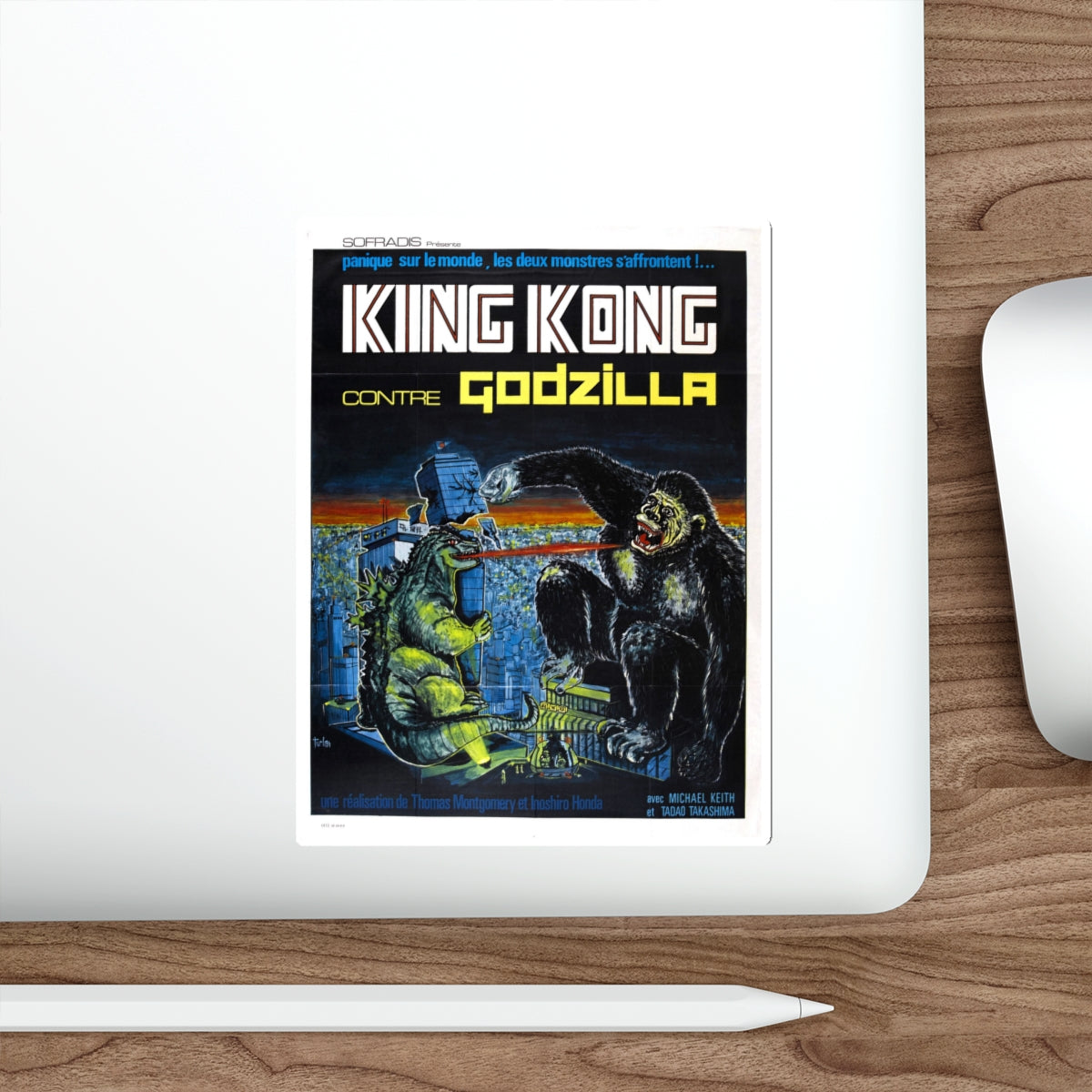 KING KONG VS GODZILLA (FRENCH) 1962 Movie Poster STICKER Vinyl Die-Cut Decal-The Sticker Space