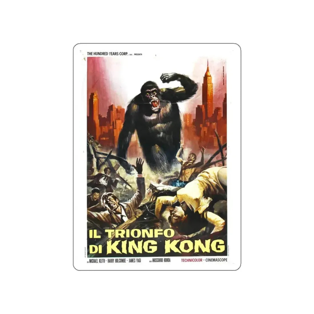 KING KONG VS GODZILLA (ITALIAN) 1962 Movie Poster STICKER Vinyl Die-Cut Decal 5 Inch - The Sticker Space