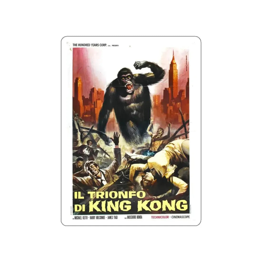 KING KONG VS GODZILLA (ITALIAN) 1962 Movie Poster STICKER Vinyl Die-Cut Decal - The Sticker Space