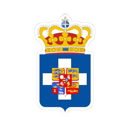 King of Greece Arms (Denmark) (Coat of Arms) STICKER Vinyl Kiss-Cut Decal 4 Inch White - The Sticker Space