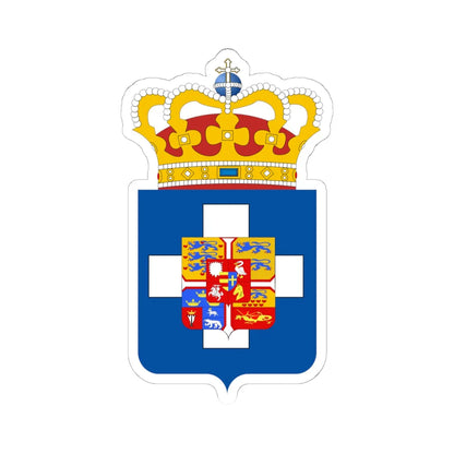 King of Greece Arms (Denmark) (Coat of Arms) STICKER Vinyl Kiss-Cut Decal 6 Inch White - The Sticker Space