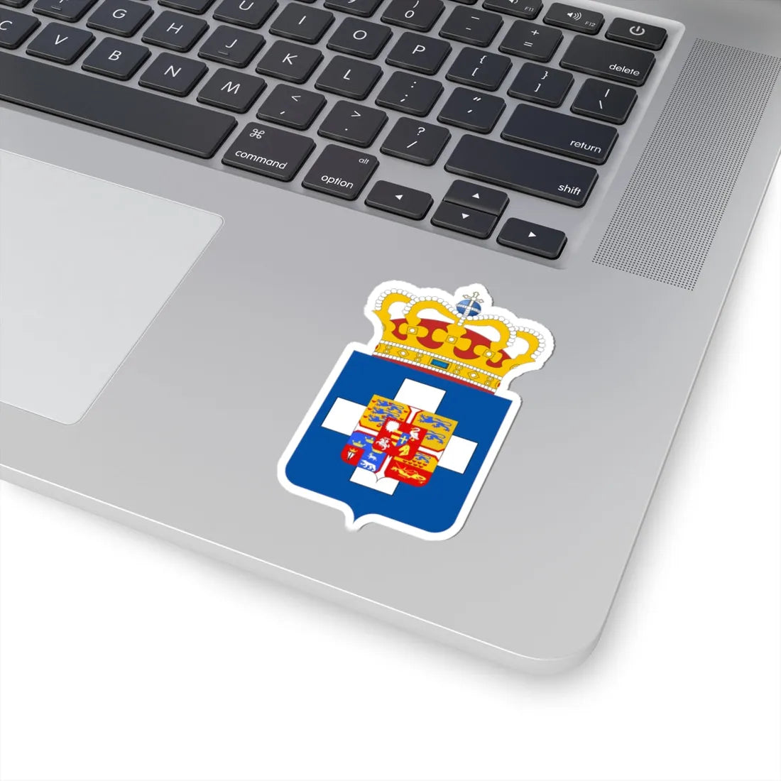 King of Greece Arms (Denmark) (Coat of Arms) STICKER Vinyl Kiss-Cut Decal - The Sticker Space