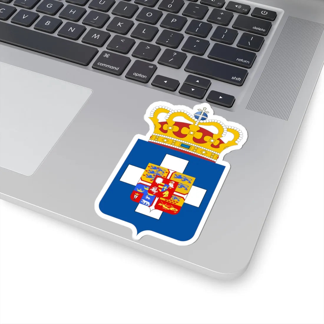 King of Greece Arms (Denmark) (Coat of Arms) STICKER Vinyl Kiss-Cut Decal - The Sticker Space