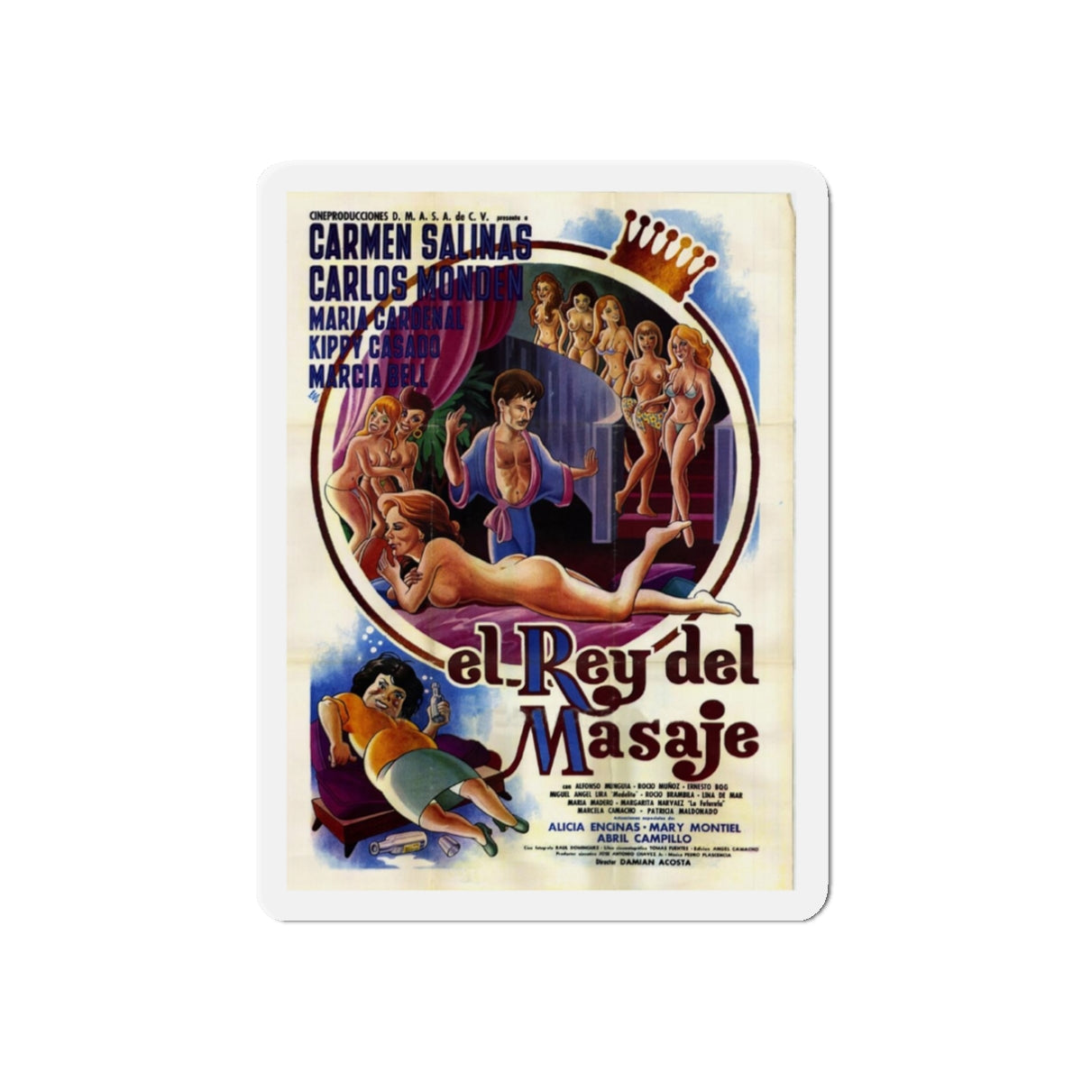 KING OF MASSAGE (El rey del masaje) 1985 Movie Poster - Refrigerator Magnet-3" x 3"-The Sticker Space