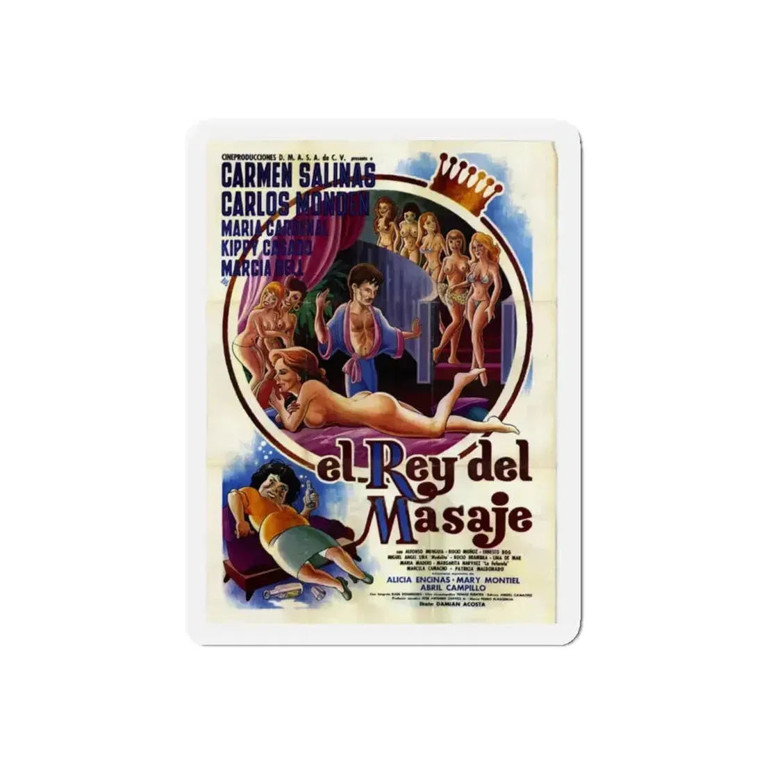 KING OF MASSAGE (El rey del masaje) 1985 Movie Poster - Refrigerator Magnet 4 Inch Die-Cut - The Sticker Space