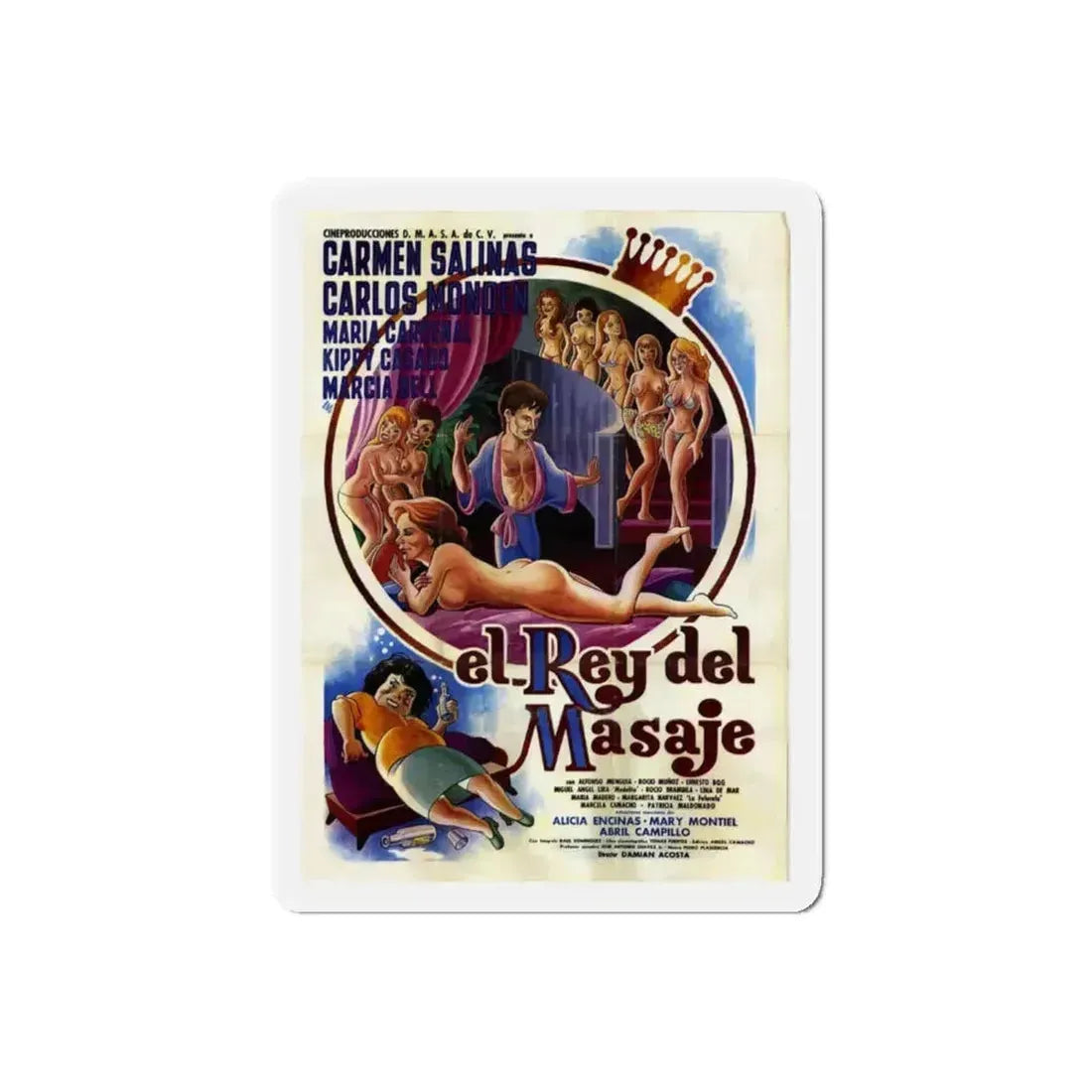 KING OF MASSAGE (El rey del masaje) 1985 Movie Poster - Refrigerator Magnet 6 Inch Die-Cut - The Sticker Space