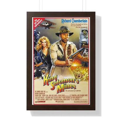 KING SOLOMONS MINES 1985 - Framed Movie Poster 16″ x 24″ Walnut - The Sticker Space