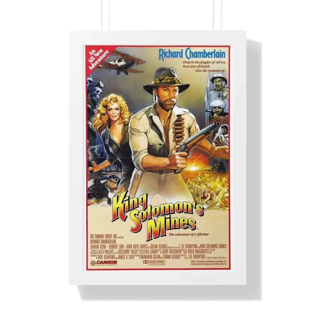 KING SOLOMONS MINES 1985 - Framed Movie Poster 16″ x 24″ White - The Sticker Space