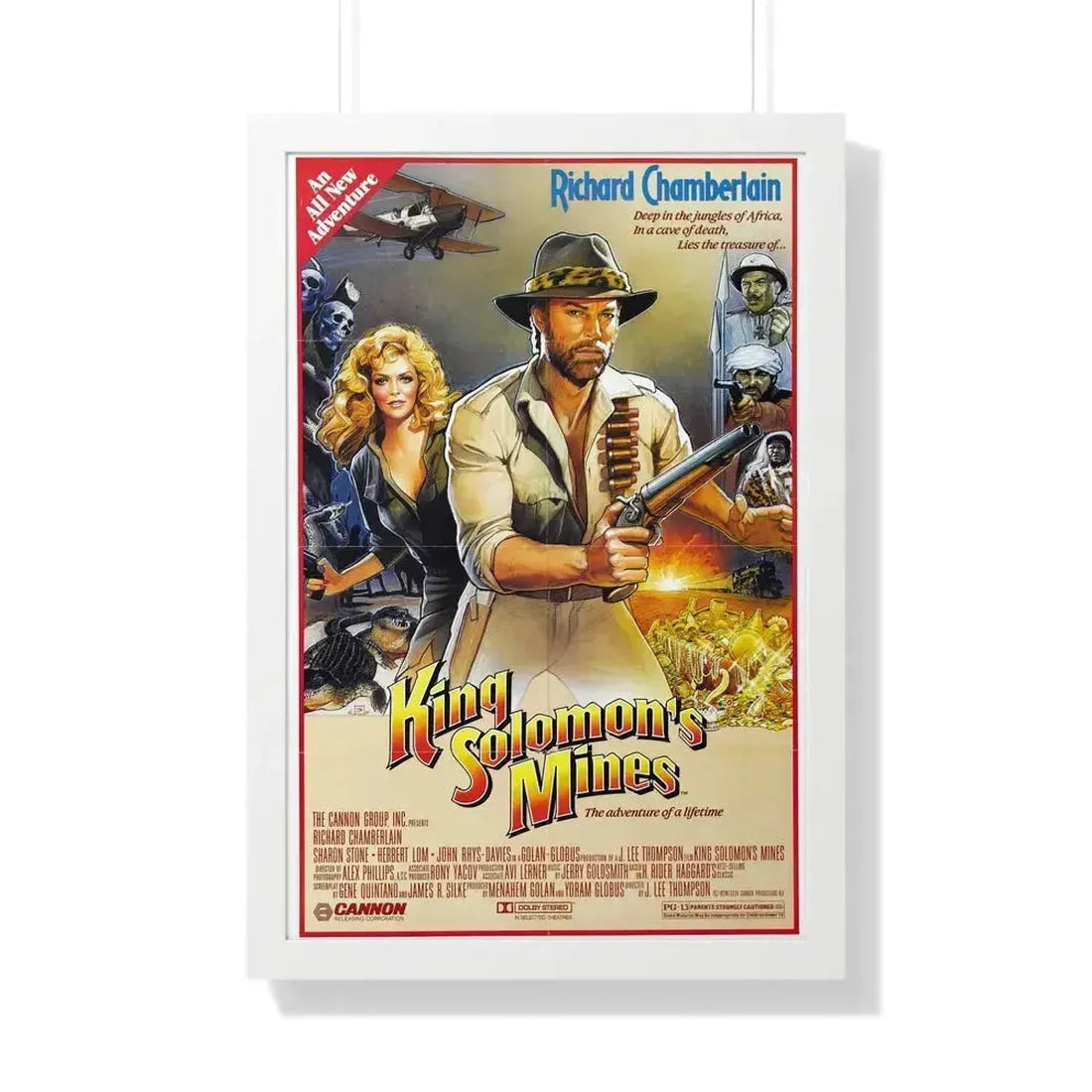 KING SOLOMONS MINES 1985 - Framed Movie Poster 20" x 30" White - The Sticker Space